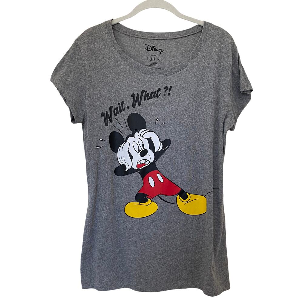 Women's Disney Gray Mickey Mouse Short Sleeve T-Shirt Juniors XL